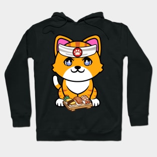 Funny orange cat is a sushi chef Hoodie